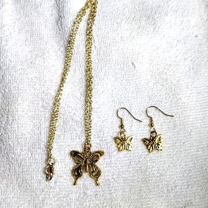 Butterfly Necklace and Earrings Set